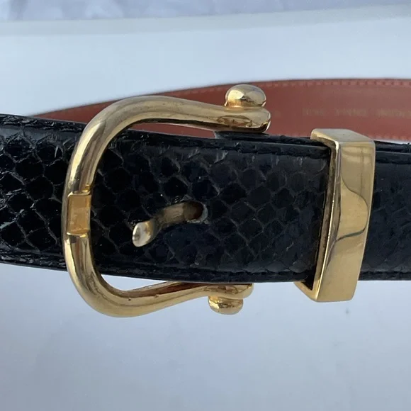 Vtg jana Gold Genuine Snake Skin Belt Women Size Medium Waist‎ 27-31\